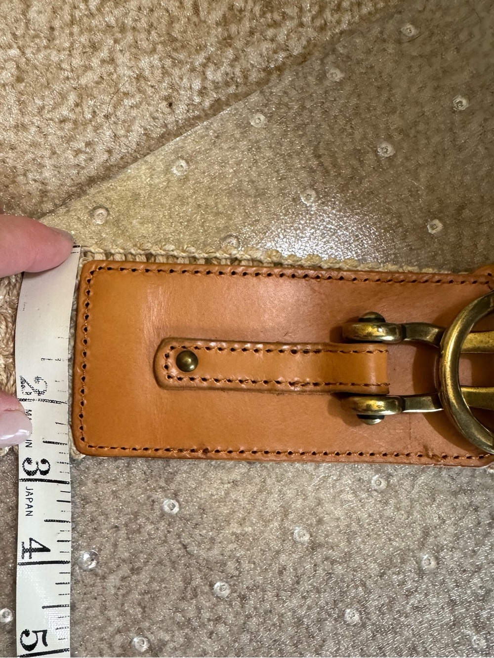 Fossil Woven Stretch Belt Leather Equestrian Buckle Cream Tan Boho - Picture 7 of 12